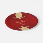Gold Turtles Mele Kalikimaka Hawaiian Red Pappteller (Schrägansicht)