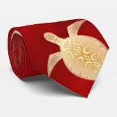 Gold Turtles Red | Hawaiianische Weihnachten Krawatte (Gerollt)