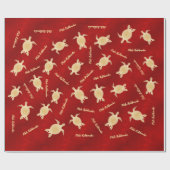 Gold Turtles Red | Mele Kalikimaka | Weihnachten Geschenkpapier (Flach)
