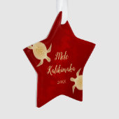 Gold Turtles Red | Mele Kalikimaka | Weihnachten Ornament (Vorderseite)
