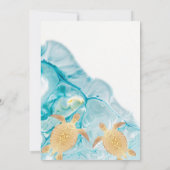 Gold Turtles Sky Blue Ink Einladung (Rückseite)