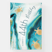 Gold Turtles Teal Ink | Custom Birthday Banner (Vertikal)