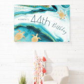 Gold Turtles Teal Ink | Custom Birthday Banner (InSitu)