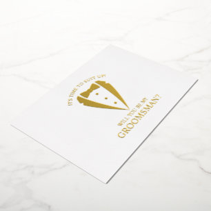 Gold Tuxedo Anzug Personalisierter Trauzeuge Vorsc Folieneinladung