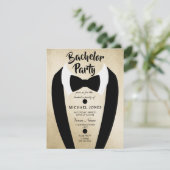 Gold Tuxedo Bow Krawatte Bachelor Party Einladung (Stehend Vorderseite)