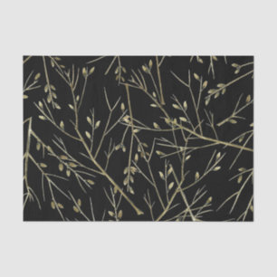 Gold Twigs auf schwarz Seidenpapier
