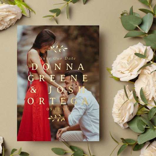 Gold Twigs Typografy Foto QR Code Rettete Unser Da Folieneinladung