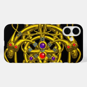 GOLD TWIN DRAGONS Fantasy Black iPhone 16 Plus Hülle