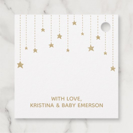 Gold Twinkle Little Star Baby Dusche Vielen Dank Geschenkanhänger (Rückseite)