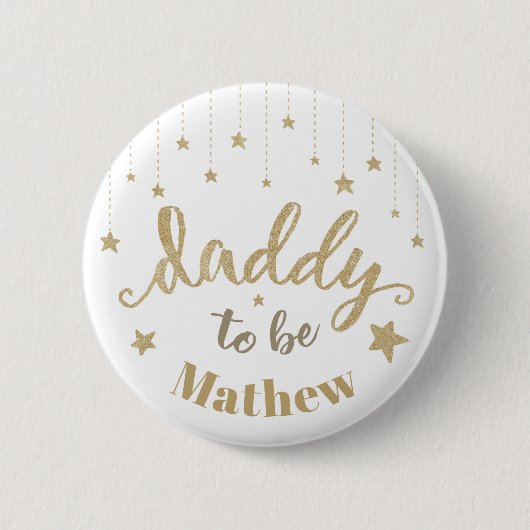 Gold Twinkle Little Star Baby Shower Daddy zu sein Button (Vorderseite)