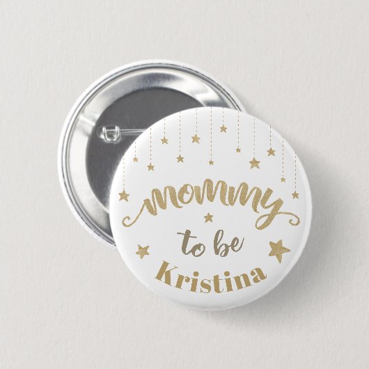 Gold Twinkle Little Star Baby Shower Mommy zu sein Button (Vorne & Hinten)