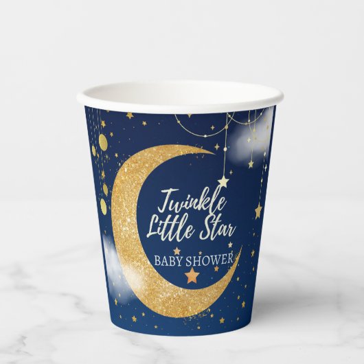 Gold Twinkle Little Star Dreamy Baby Dusche Pappbecher (Vorderseite)