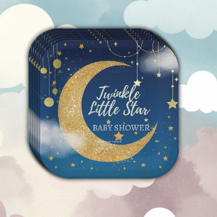 Gold Twinkle Little Star Dreamy Baby Dusche Pappteller