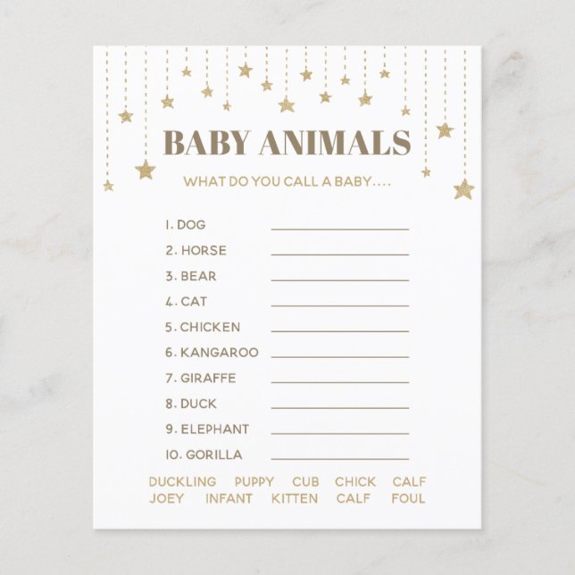 Gold Twinkle Little Star Shower Baby Animes Spiel (Vorderseite)