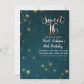 Gold Twinkle Stars Celestial Sky Sweet 16 Party Einladung (Vorderseite)