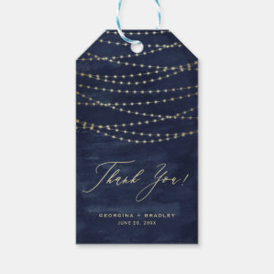 Gold Twinkle String Lights Navy Blue Vielen Dank Geschenkanhänger