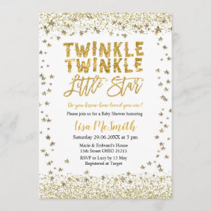Gold Twinkle Twinkle Little Star Baby Dusche Einladung