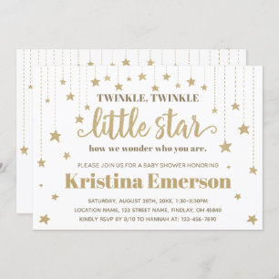 Gold Twinkle Twinkle Little Star Baby Dusche Einladung
