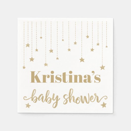 Gold Twinkle Twinkle Little Star Baby Dusche Serviette (Vorderseite)