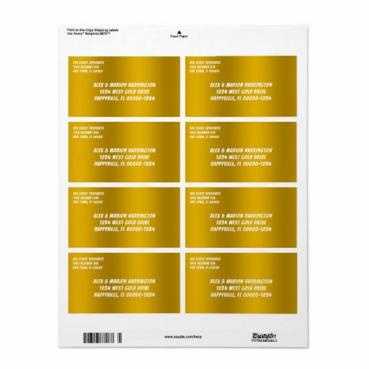 Gold Two Address Shipping Labels (Vorne)