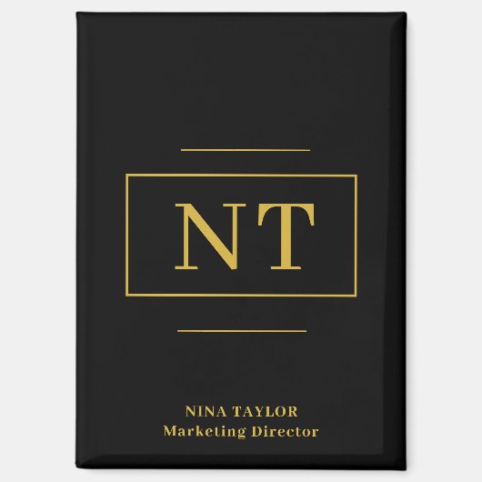 Gold Two Black Modern Monogram Magnet (Vorderseite)