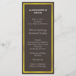 Gold Two Grooms Gay Wedding Program Programm