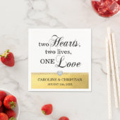 Gold Two Heart Two lebt eine Liebe Herzenshochzeit Serviette (Beispiel)
