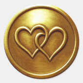 Gold Two Hearts Intertwined Wedding Runder Aufkleber (Vorderseite)