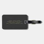 Gold Typografie Elegantes Monogram Black Leather Gepäckanhänger (Rückseite horizontal)