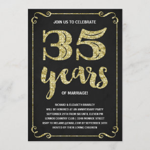 Gold-Typografie Faux-Folie 35. Hochzeitstag Einladung