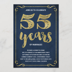 Gold-Typografie Faux-Folie 55. Jubiläum Einladung