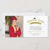 Gold Typografie Fett Sketch Graduation Cap Foto Dankeskarte (Vorderseite)