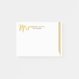 Gold Typografie Frau Gold Stripes Modernes Design Post-it Klebezettel