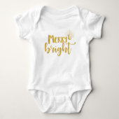 Gold Typografie Frohe und helle Weihnachten Baby Strampler (Vorderseite)