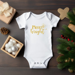 Gold Typografie Frohe und helle Weihnachten Baby Strampler