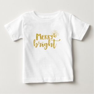 Gold-Typografie Frohe und strahlende Weihnachten Baby T-shirt