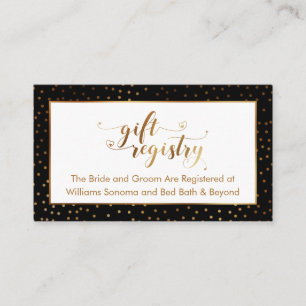 Gold-Typografie & Konfetti-Geschenkregistrierungsk Begleitkarte