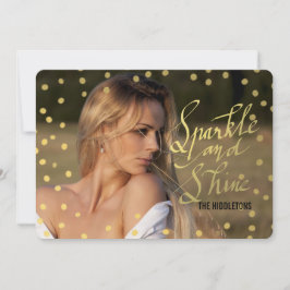 Gold Typografie Sparkle und Shine Script-Foto Feiertagskarte