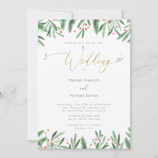 Gold Typografy Christmas Einladung (Vorderseite)