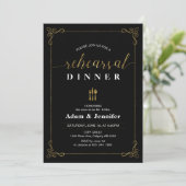 Gold Typografy Wedding Probe Dinner Card Einladung (Stehend Vorderseite)
