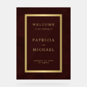 Gold typography deep burgundy acrylic welcome sign acrylschild (Vorderseite)