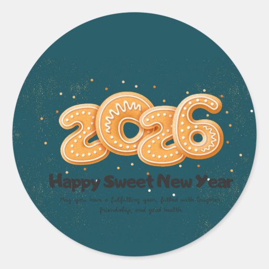 Gold typography happy new year 2026 runder aufkleber (Vorderseite)