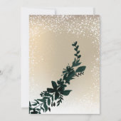 gold typography leaf snow elegant winter wedding save the date (Rückseite)