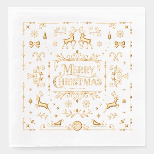 Gold Typography Merry Christmas Holiday Servietten Mit Folie (Vorderseite)
