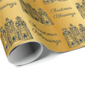 Gold-u. der Marine-drei Männers-Weihnachtssegen Geschenkpapier (Rolleneckpunkt)