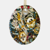 Gold u. Elfenbein Keramik Ornament (Rechts)