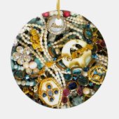 Gold u. Elfenbein Keramik Ornament (Hinten)