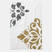 Gold u. Grau der Rolle-Damast-Kunst-I auf Weiß Geschirrtuch (Vertikal)