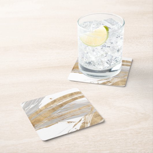 Gold u. Grau Rechteckiger Pappuntersetzer (Vor Ort)