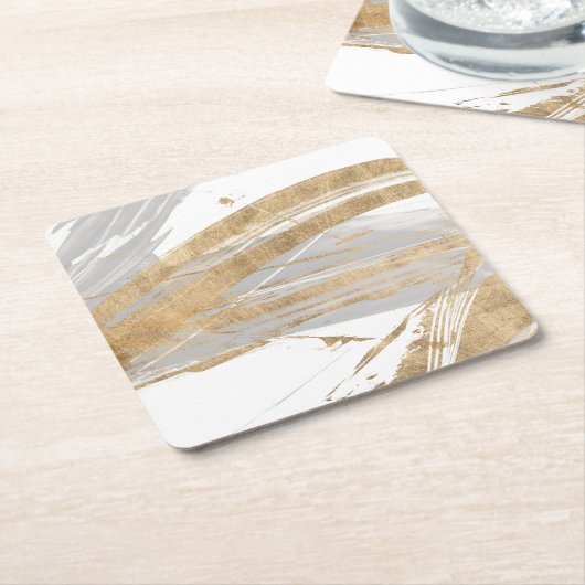 Gold u. Grau Rechteckiger Pappuntersetzer (angewinkelt)
